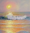 wave study, golden sunset